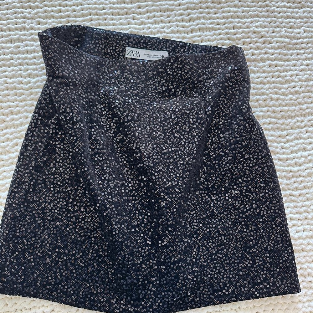 sequins black mini skirt